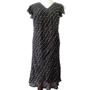 A Wild Thyme Midi Dress Black with Tan brown Print Plus Size 18